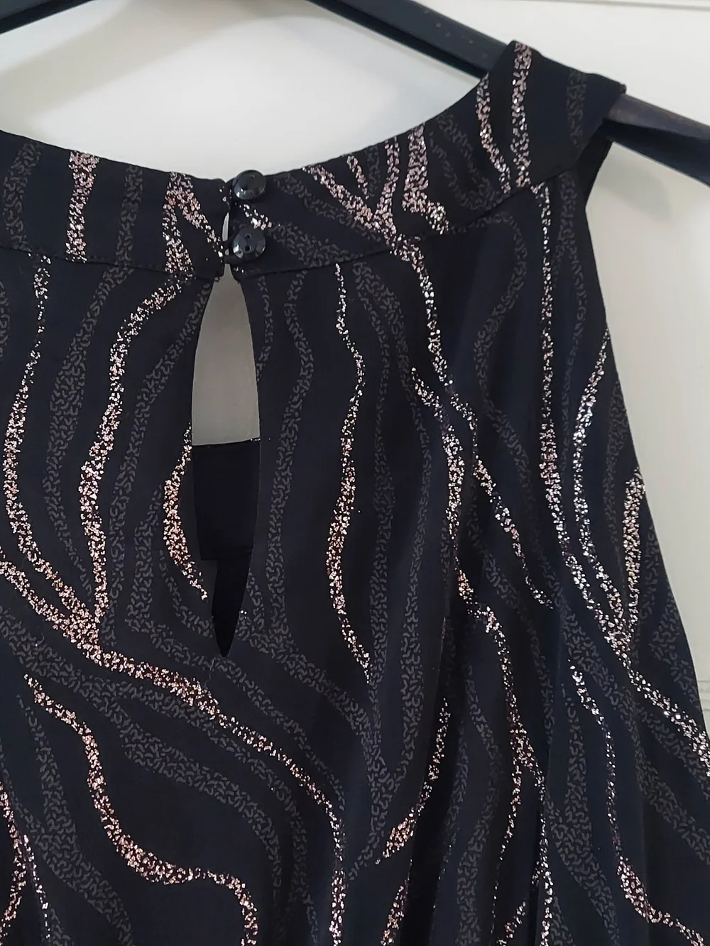 Alexa B Black Maxi Skirt with Rose Gold Wave Accents - Picture 4 of 6